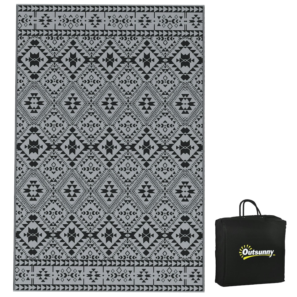 image 1 of Outsunny Reversible Waterproof Outdoor Rug W/ Carry Bag, 182 x 274cm