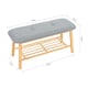 image 5 of Living and Home Bamboo Shoe Bench with Upholstery for Entryway