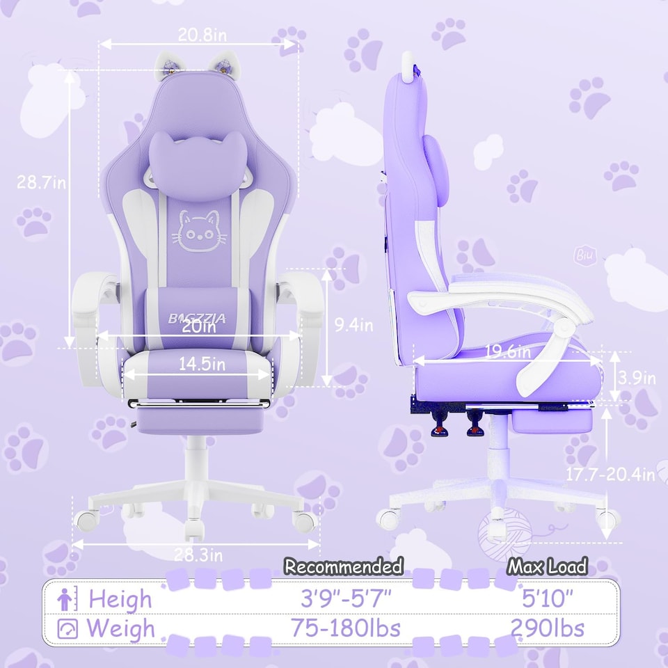 image 1 of Rattantree Ergonomic Gaming Chair with Massage Support & Footrest