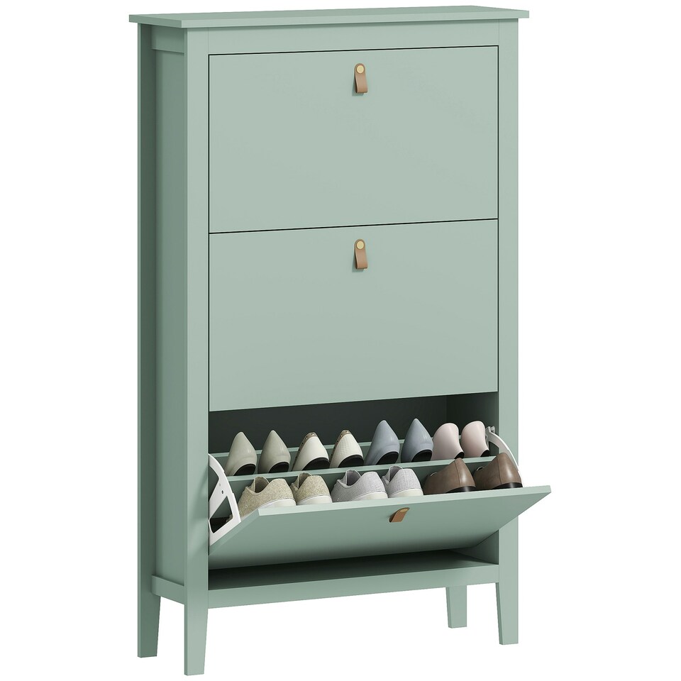 image 1 of HOMCOM 3 Drawer Shoe Cabinet with Flip Doors for Hallway, Entryway White | 80W x 24D x 131H cm