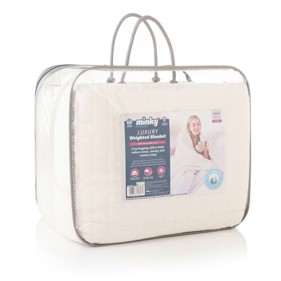 image 1 of Minky Weighted Blanket - Cream - Double