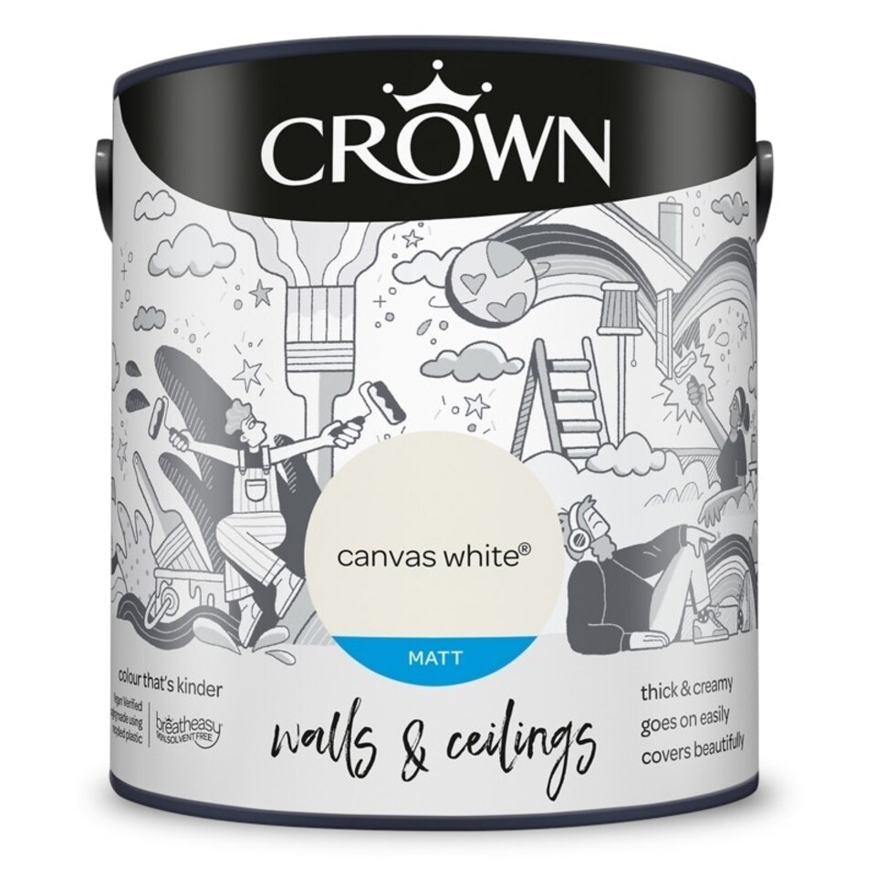 image 1 of Crown Walls & Ceilings Matt 2.5L Canvas White