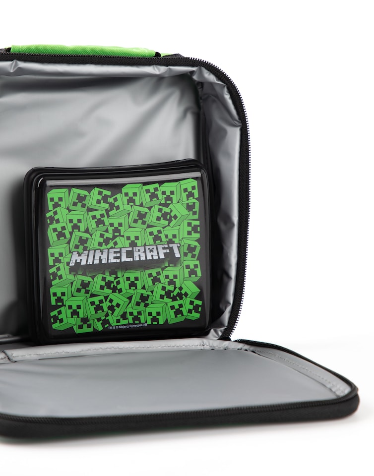 image 1 of Minecraft Lunch Bag Set | Creeper Adventure for Boys | Lunch Box, Water Bottle & Snack Pot | Gamer Merchandise for Kids | Carry The Pixelated Adventure in Every Meal Lunch Set