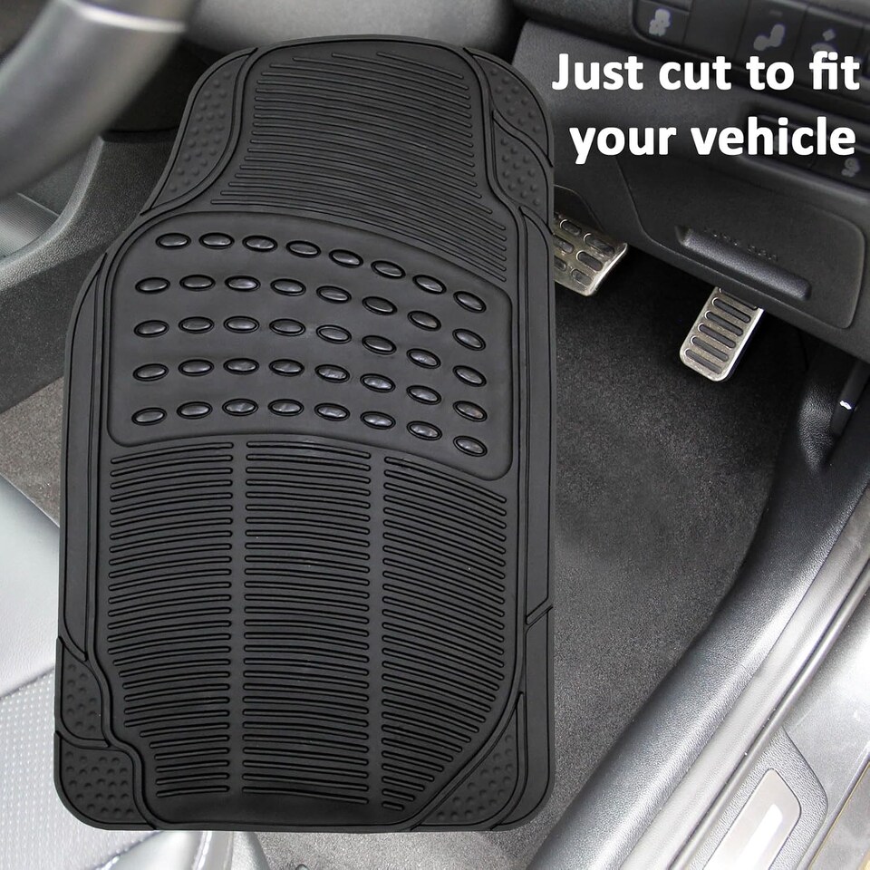 image 1 of Actiasmat Heavy Duty Universal Fit Rubber Car Mats – 4-Piece Replacement Set with Anti-Slip PVC Nib Backing