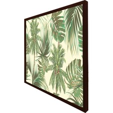 Tropical leaves on yellow (Picture Frame) Brown | XS