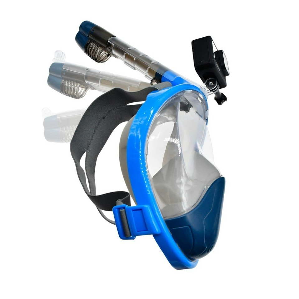 SwimTech Unisex Adult Full Face Snorkel - Blue/Grey - L-XL