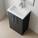 image 2 of Balterley Level Compact Bathroom Cloakroom Vanity Basin Unit with Polymarble Basin, Handles | Black | Satin Soft Black | 840 x 505 x 360mm