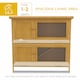 image 3 of PawHut Rabbit Hutch, Double Decker Cage w/ Roof, Divider, Ramp, Yellow