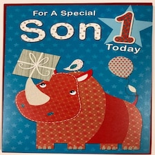 Cute Special son 1st (First) Birthday Greeting Card boy