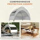 image 3 of PawHut Portable Elevated Dog Bed with Removable Canopy, 92 x 75 x 89 cm Grey | M