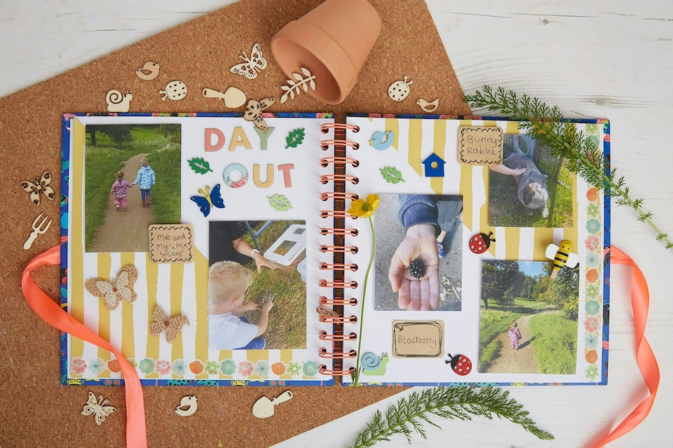 image 1 of RHS Wiro Bound Hardback Scrapbook, 40 Pages, White Paper, Multicoloured, 8" x 8"