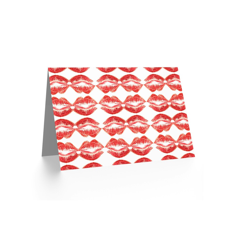 image 1 of Kiss Lipstick Lips Pattern Design Anniversary Valentines Day Card