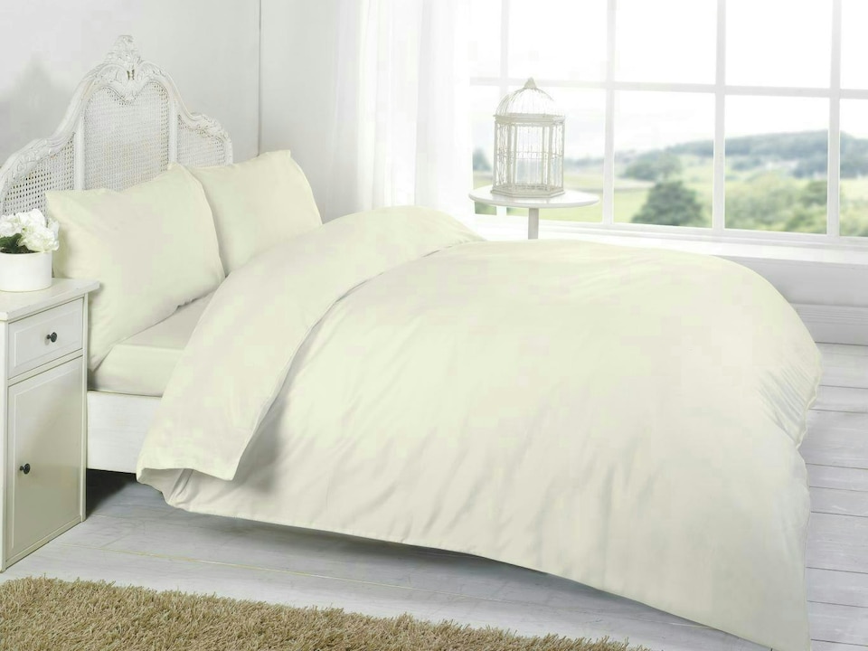 image 1 of Egyptian Cotton 16" Fitted Sheet 200 Thread Count Light - Cream - Single