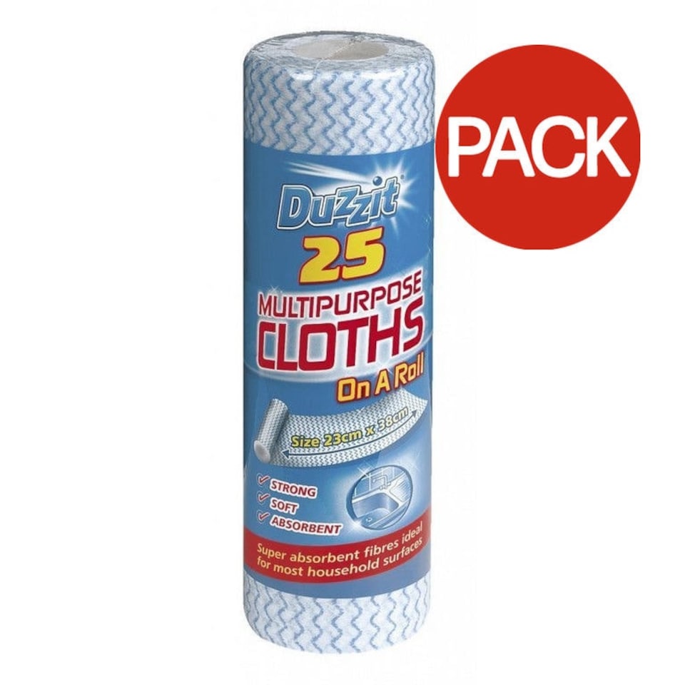 Duzzit Cleaning Cloths (Pack of 25) - White/Blue - One Size