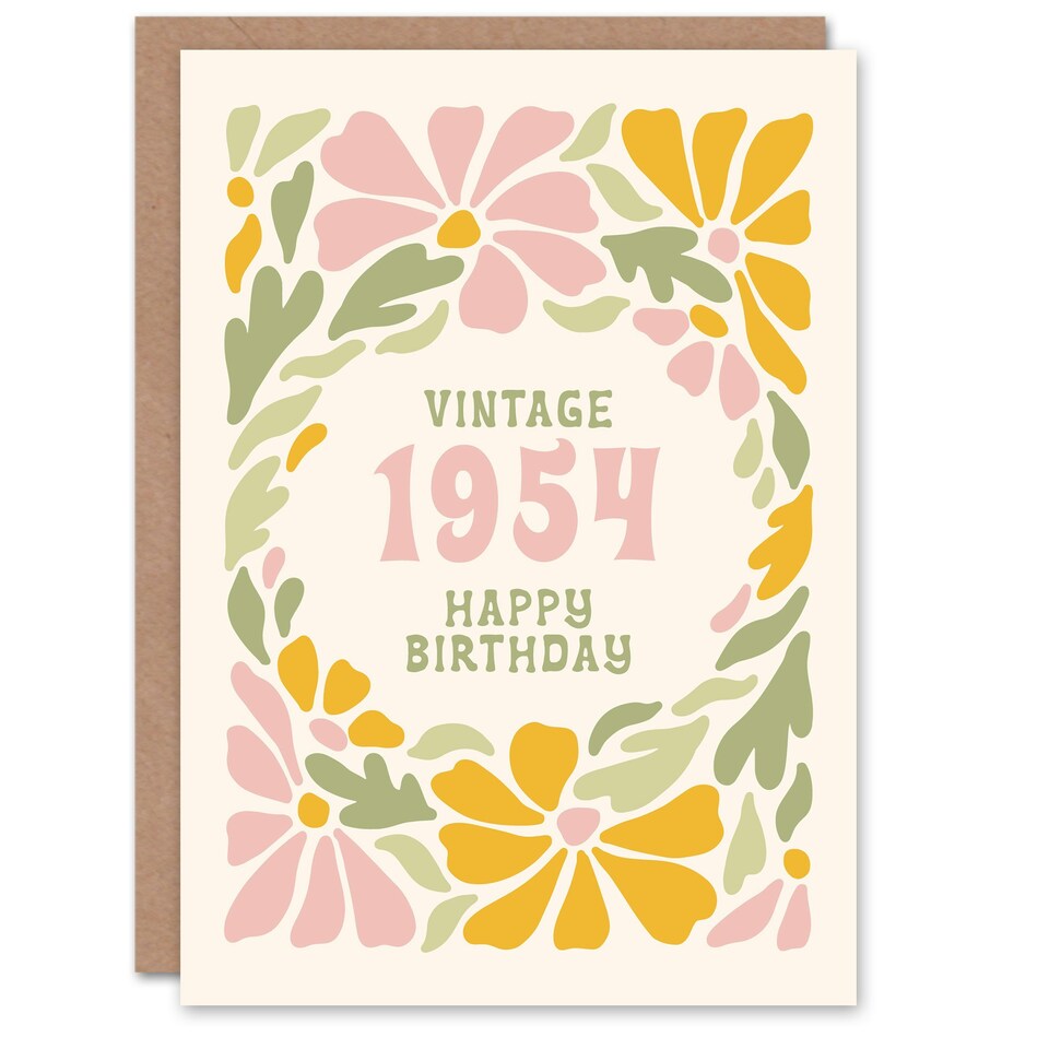 image 1 of Vintage Retro Pastel Floral Her Born 1954 Aged 71 Years Old 71st Birthday Card