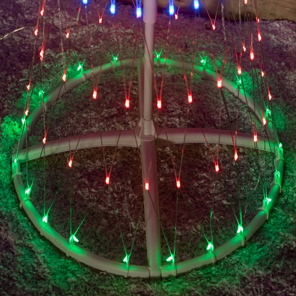 image 1 of 2.5m Light up Christmas Cone Tree with 320 Multi-Coloured LEDs and Timer Function