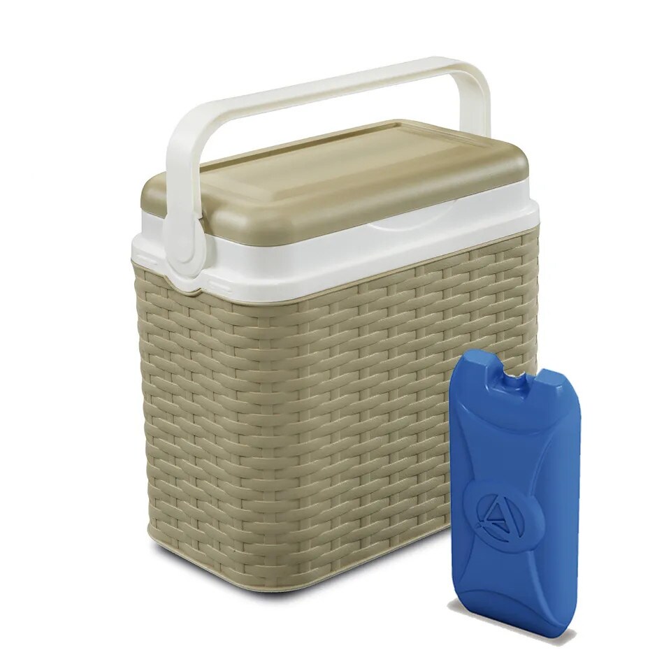 image 1 of 10L Rattan Insulated Small Cooler Box with 1 Ice Pack | Cream | 1
