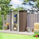 image 7 of Outsunny 5ft x 3ft Garden Storage Shed, Outdoor Metal Shed with Sloped Roof, Lockable Door for Tools, Equipment, Brown