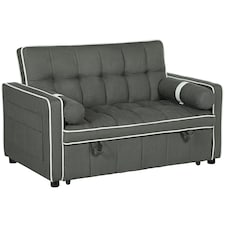 HOMCOM 2 Seater Pull Out Sofa Bed Adjustable Backrest, Charcoal Grey Grey