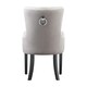 image 5 of Set of 6 Velvet Dining Chairs with Armrest, Ergonomic Scoop Knockerback & Button Tufted Wood Legs Grey | Light Grey