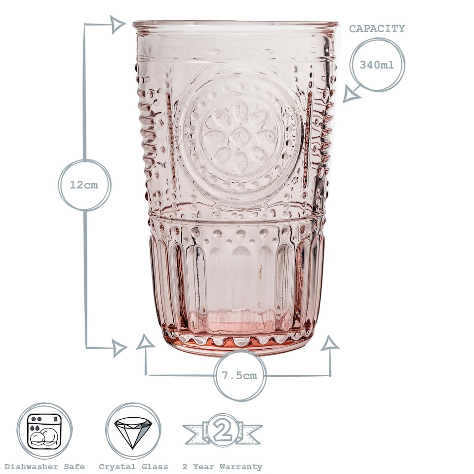 image 1 of Bormioli Rocco Romantic Highball Glasses - 340ml - Pack of 4