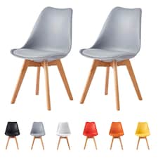 Set of 2 Dining Chairs with Solid Wooden Legs and Seat Cushion Pad Grey - Eva by MCC