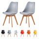 image 1 of Set of 2 Dining Chairs with Solid Wooden Legs and Seat Cushion Pad Grey - Eva by MCC