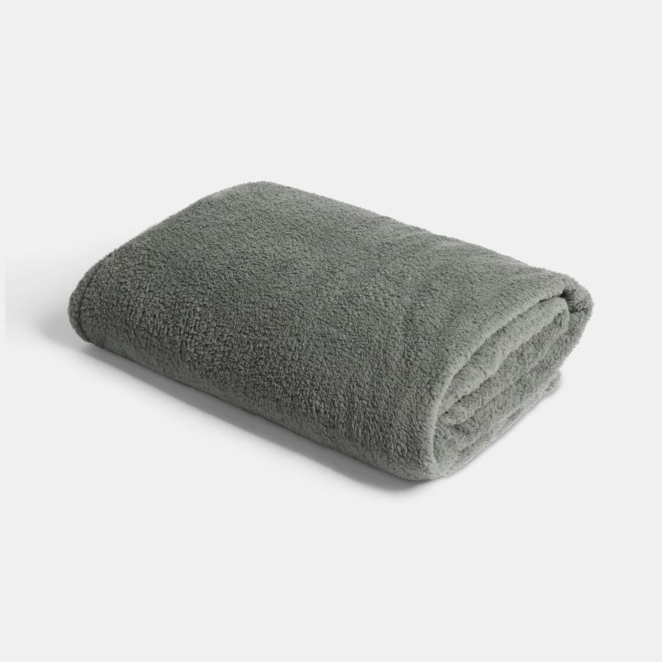 image 1 of OHS Teddy Fleece Soft Warm Plush Cosy Plain Dyed Throw Over Bed Blanket, 125x150cm (Copy) | Grey | Mid Grey