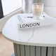 image 2 of OHS Ribbed Round Oval Home Living Room Modern Decor Coffee Side End Table Grey | Grey Marble