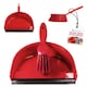 image 8 of Colour Coded Dustpan and Brush Sets Wide Plastic Dustpan with Rubber Lip and Soft Bristle Brush
