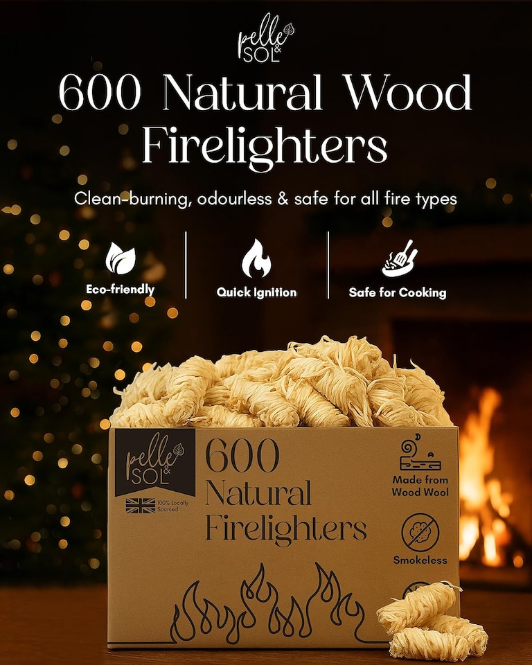 image 1 of Pelle & Sol Natural Firelighters Wood Wool 600 Pack