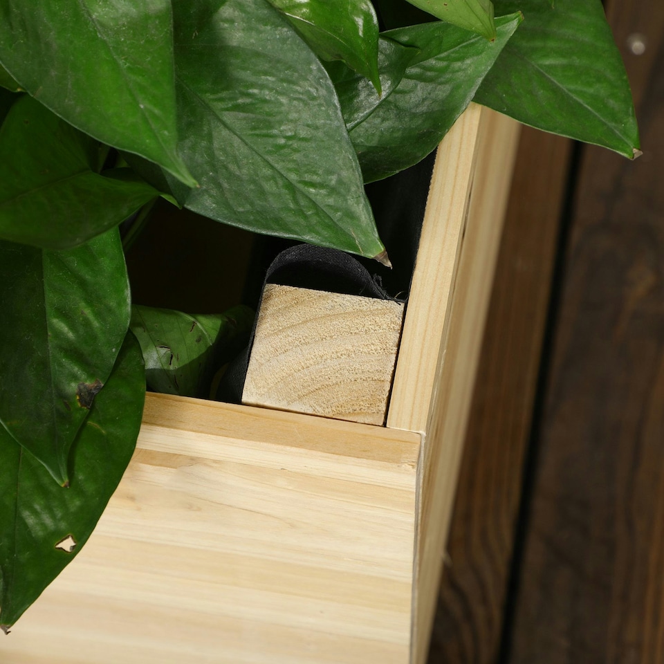 image 1 of Outsunny Wooden Garden Planters with Trellis for Vine Climbing Plants, Natural