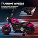image 4 of HOMCOM 6V Kids Electric Motorbike Ride-Ons Motorcycle with Training Wheels, Light, for Ages 18-36 Months - Pink