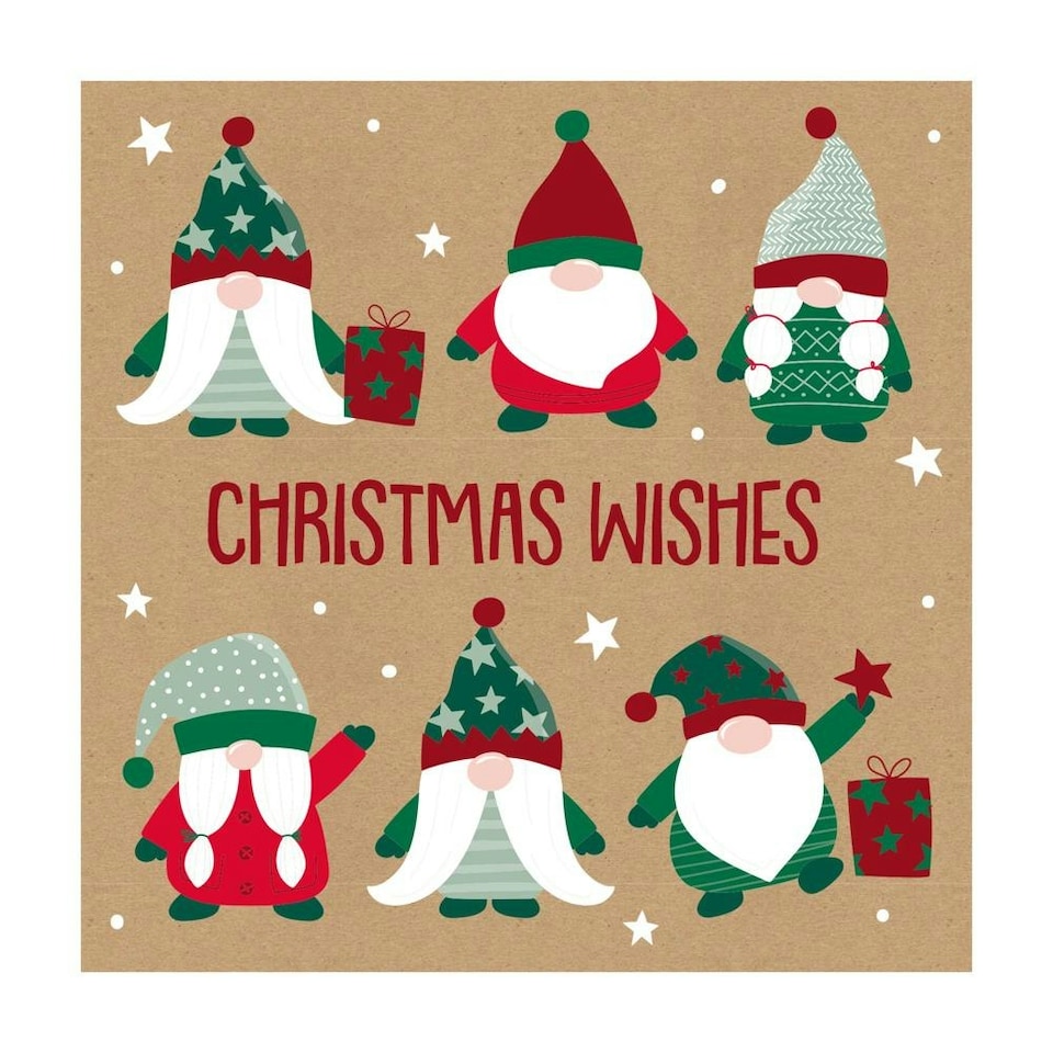 image 1 of Pack of 12 Gonk Brown Kraft Christmas Box Cards