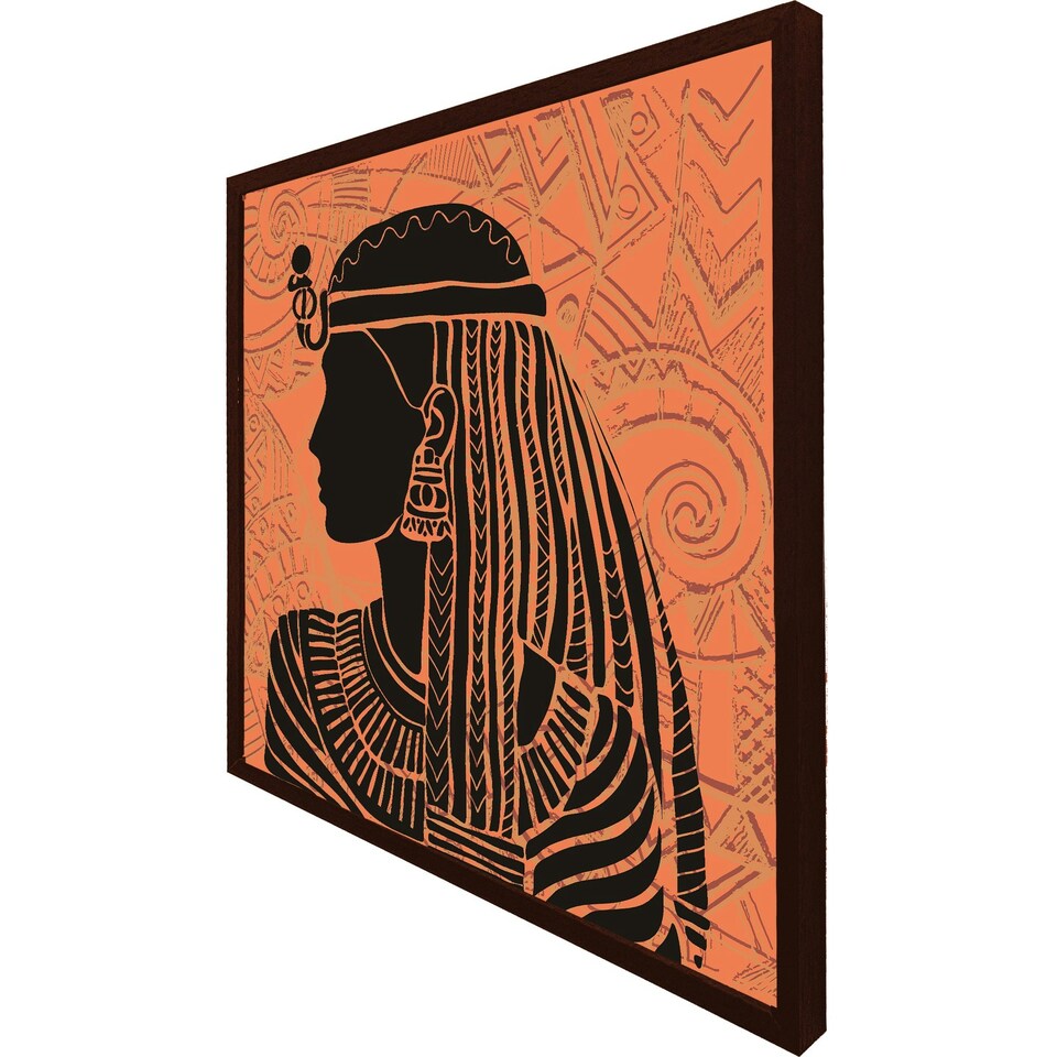 image 1 of Egyptian women on orange (Picture Frame) Brown | Oak | XS