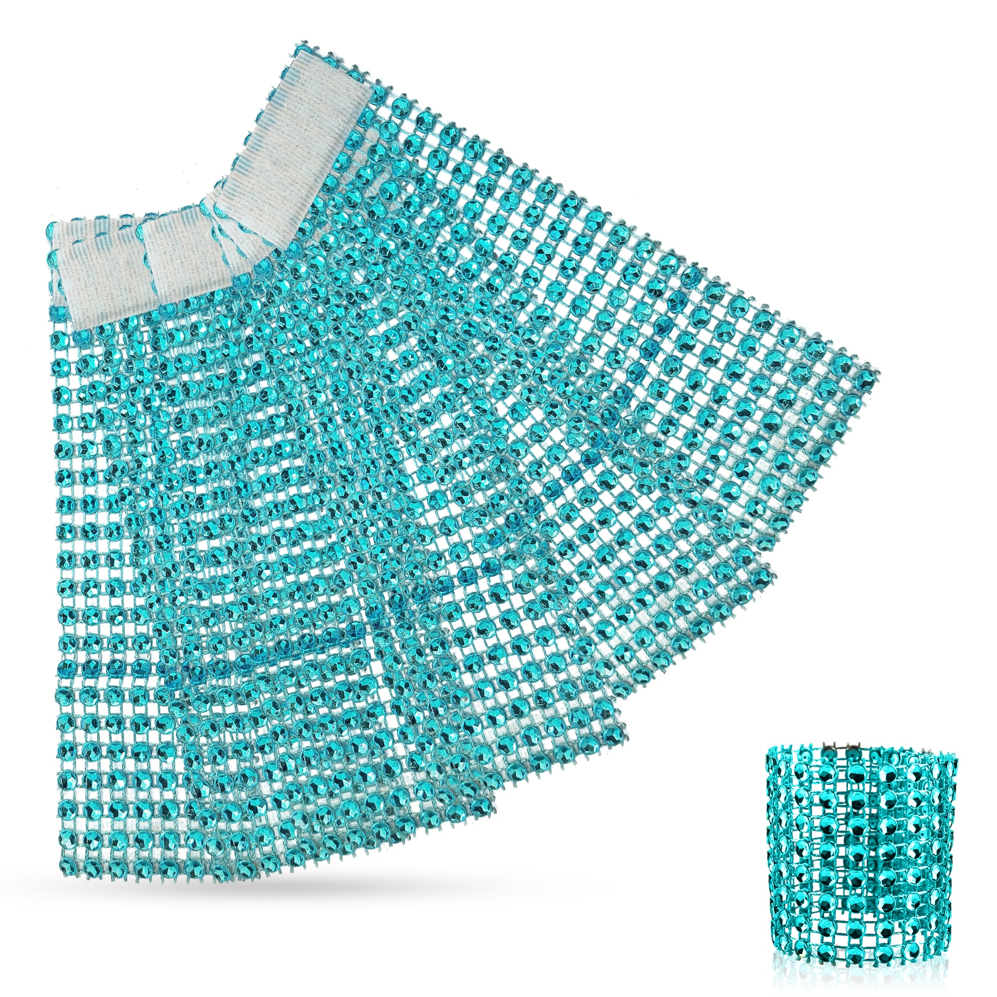 Neel Blue Set of 10 Napkin Rings Holder Stripe Buckle for Table Decoration, 13cm x 4cm in Turquoise | Size: 13 cm x 4 cm