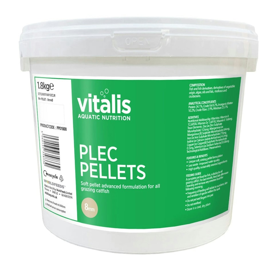 image 1 of Vitalis Plec Pellet Algae Food for Bottom Feeders N/A | 300g