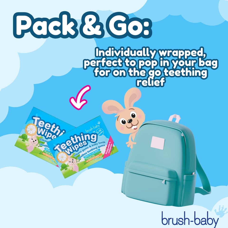 image 1 of Brush Baby Biodegradable Baby Teething Wipes | Teething Remedies For Babies