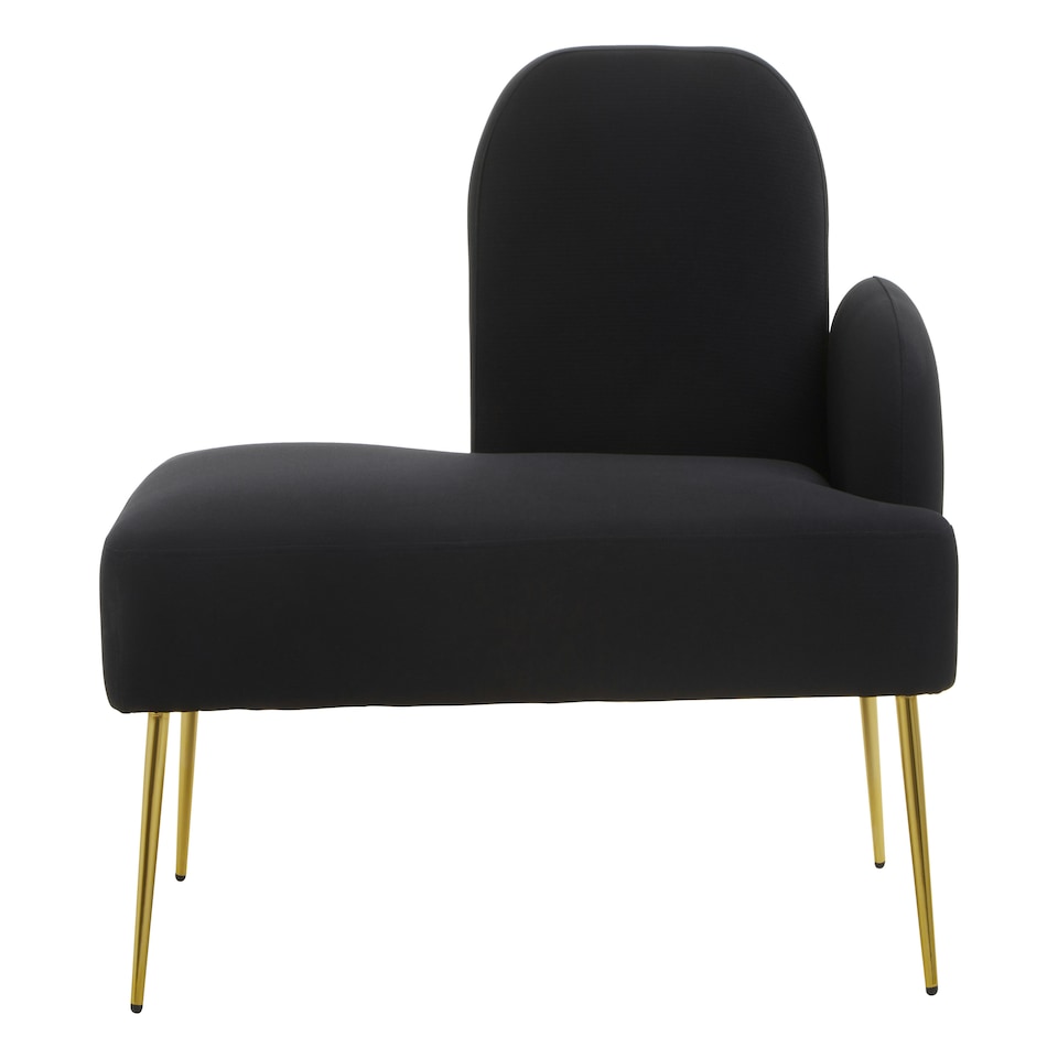image 1 of Interiors by Premier Black Left Arm Chaise Lounge, Modern Luxury Black and Gold Chaise Lounge, Contemporary Chaise Lounge Sofa