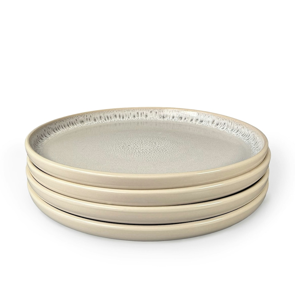 image 1 of Scandi Home Set of Four Stockholm 27cm Oatmeal Artisan Glaze Ceramic Dinner Plates Cream