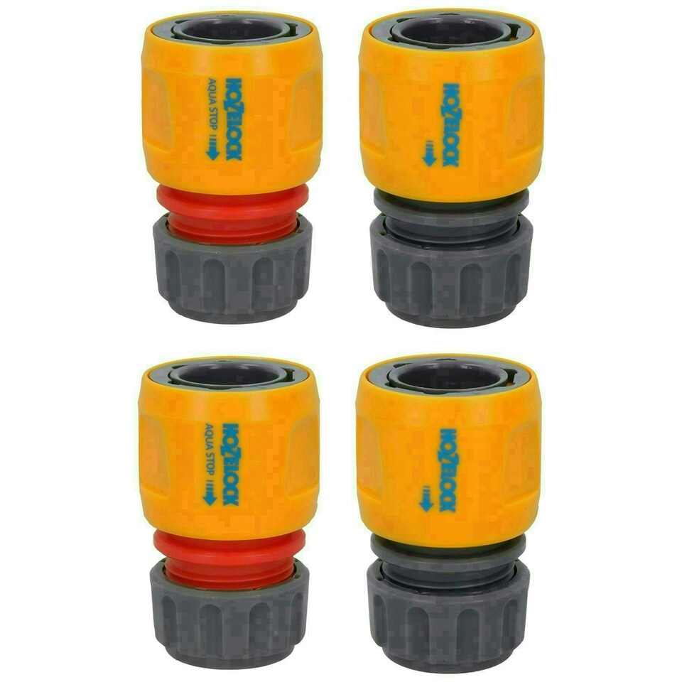 image 1 of Hozelock Quick Release Fitting & Aqua Water Stop Garden Hose Pipe Yard 4pk