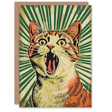 Pop Scream Fun Green Stripes Bold Arty Birthday Card
