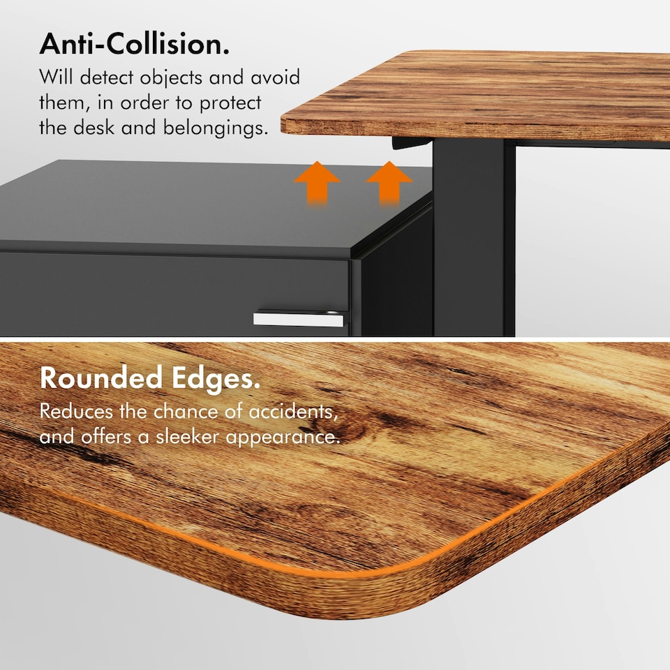 image 1 of VonHaus Adjustable Electric Standing Desk with USB-C charging, Walnut