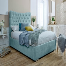 Magenta Ottoman Plush Single Bed Frame - Duck Egg