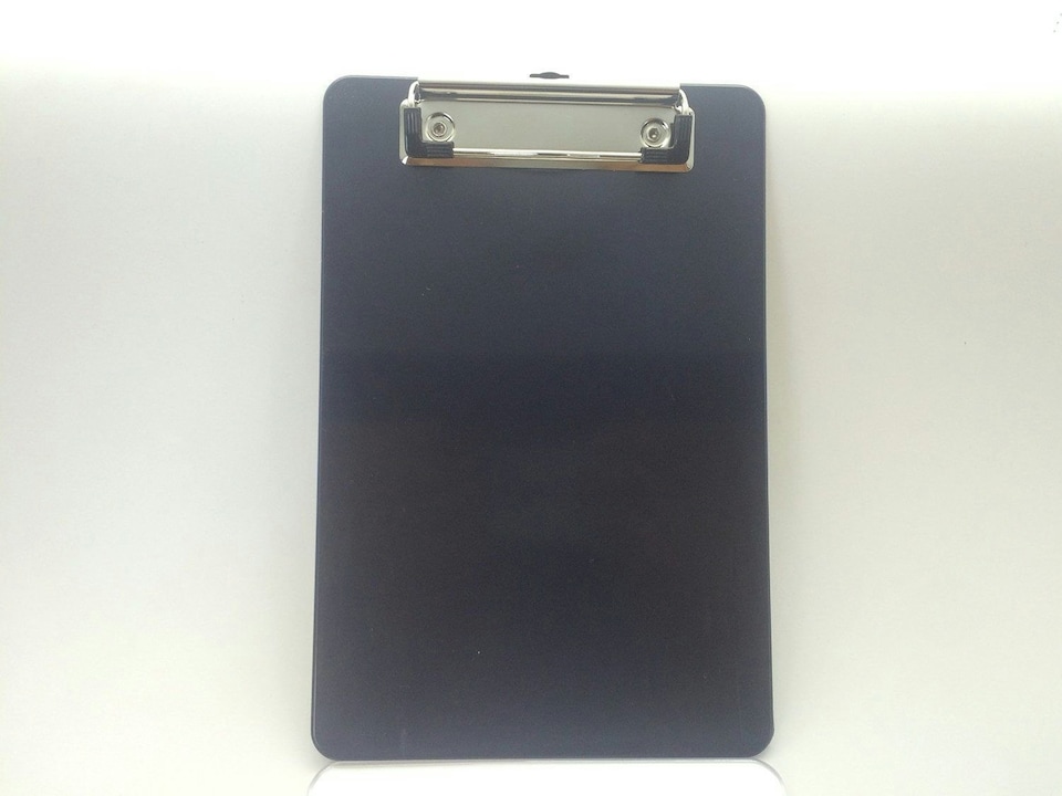 image 1 of Pack of 12 A5 Black Solid Plastic Clipboard - with Ruled Side