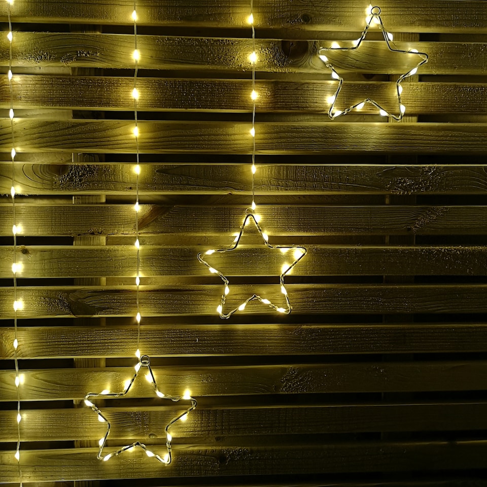 image 1 of 1.2m Warm White LED Star Curtain Lights Christmas Decorations