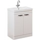 image 1 of Bathroom 2-Door Floor Standing Vanity Unit with Basin 500mm Wide White 1 Tap Hole - White Gloss - Brassware Not Included | White | White | 1