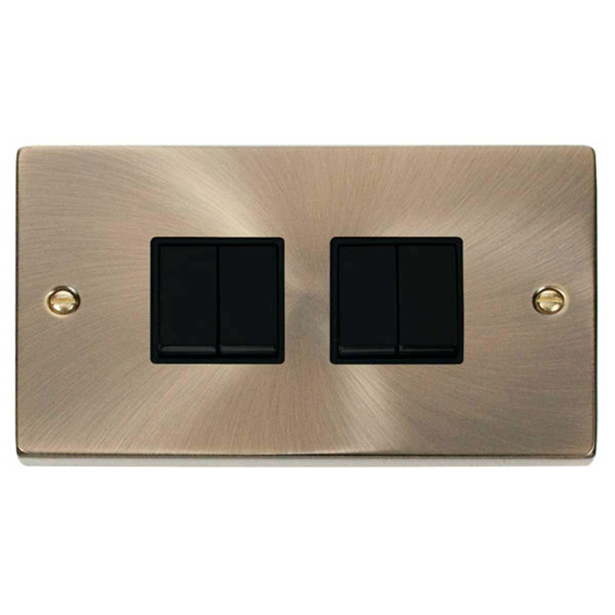 SE HOME Antique Brass 10A 4 Gang 2 Way Light Switch Brown Antique Brass