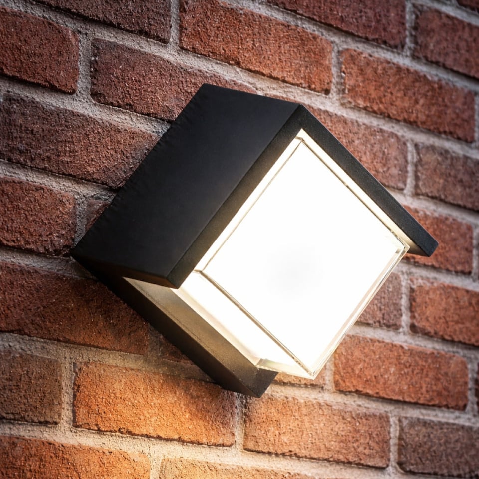 image 1 of CGC Lighting Sophia Square Black and White LED Wall and Ceiling Light | Multi | Black | Height: 16 cm, width: 16 cm, depth: 10 cm