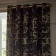 image 3 of Paoletti Bamboo Fully Lined Jacquard Eyelet Curtain Pair, 229cm width x 229cm drop | Black | Black | 1